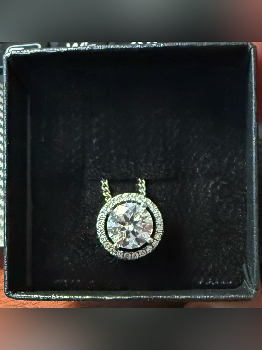 Certified 2ct. t.w. Moissanite Diamond Round Halo Necklace NEW